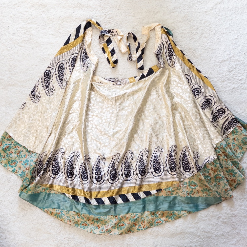 Reversible Sari Wrap Skirt Boho Patchwork Festiva… - image 7